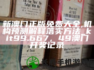 新澳门正版免费大全,机构预测解释落实方法_kit99.667，49澳门开奖记录