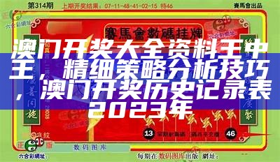 澳门开奖大全资料王中王，精细策略分析技巧，澳门开奖历史记录表2023年